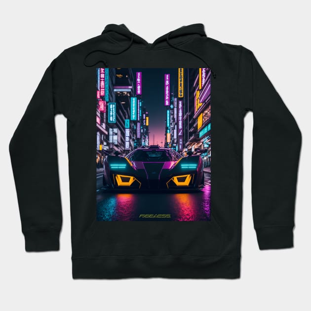 Dark Neon Sports Car in Japanese Neon City Hoodie by star trek fanart and more